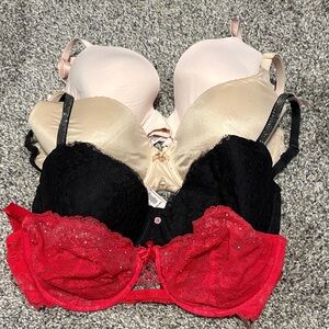 Victoria's Secret Lace Bra bundle - Black, Red, Cream